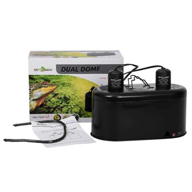 REPTI ZOO Dual Dome Reptile Heat Lighting Kit - Nail Gallerys