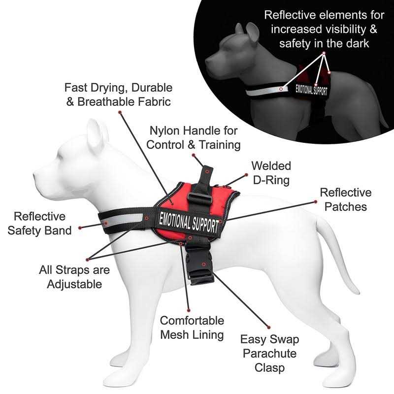 Industrial Puppy Emotional Support Dog Vest Harness with Reflective Straps and Matching ESA Leash Set - Nail Gallerys