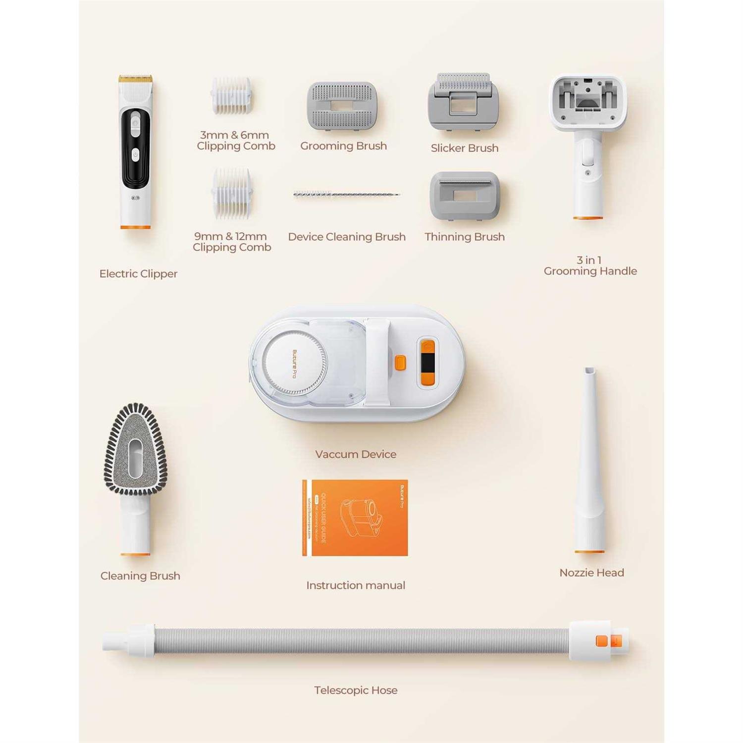 BUTURE Pet Grooming Kit & Vacuum Suction 99% Pet Hair, Professional Dog Grooming Kit with 6 Grooming Tools for Dogs Cats and Other Animals Low Noise - Nail Gallerys