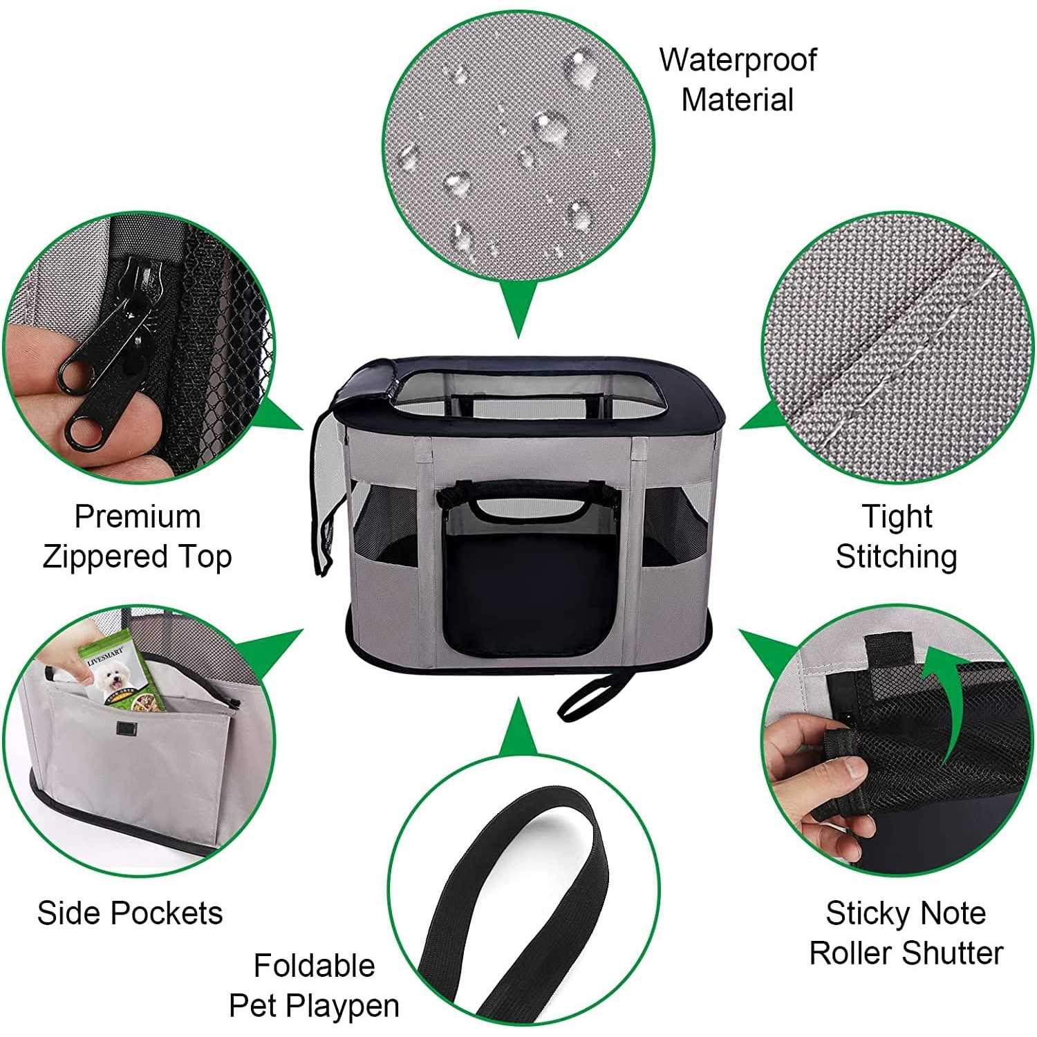 Portable Pet Playpen Collapsible Crates Kennel Playpen for Dog Puppy and Cat Kitten &Travel Playpen Outdoor or Indoor - Nail Gallerys