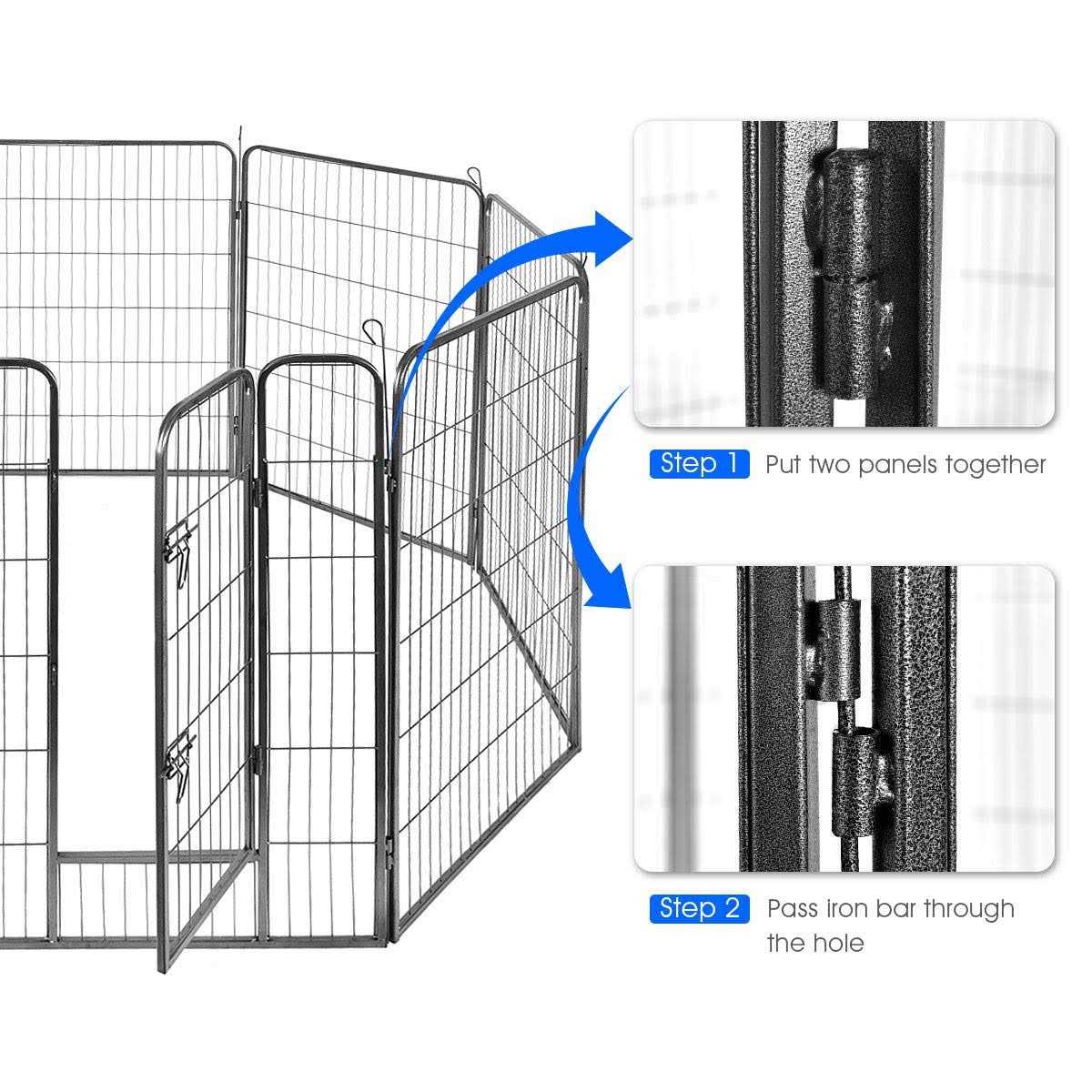 Giantex Dog Fence with Door 16/8 Panels Dog Playpen for Outside Large Dogs - Nail Gallerys