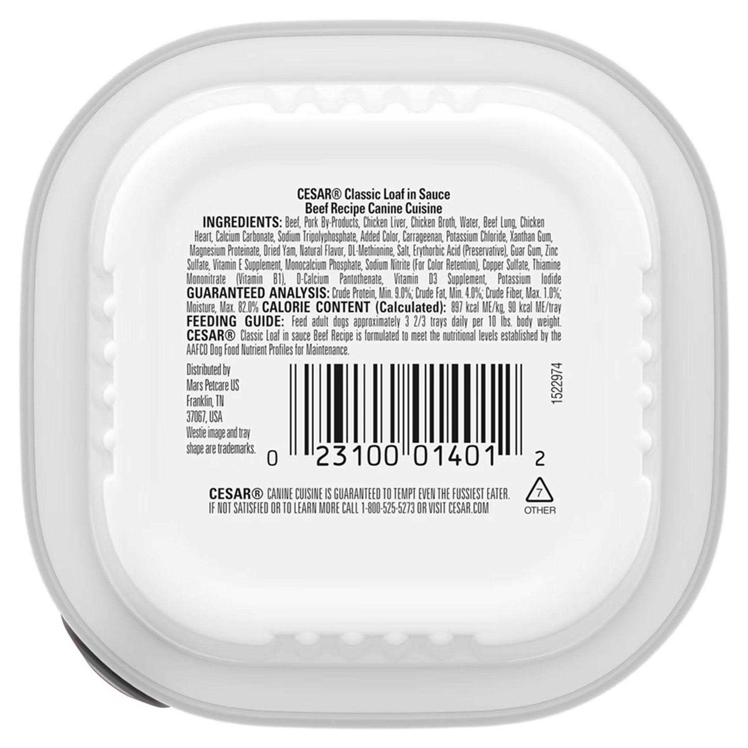 Cesar Classic Loaf in Sauce Wet Dog Food Chicken & Beef Recipe Puppy - Nail Gallerys