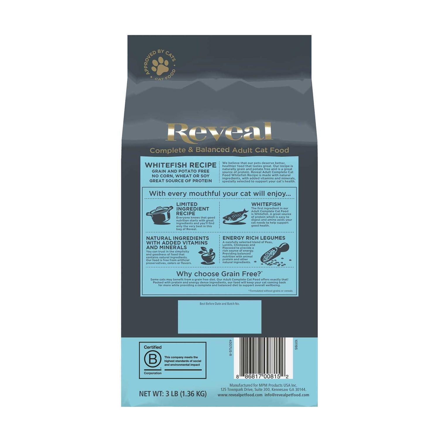 Reveal Grain Free Whitefish Recipe Natural Complete & Balanced Dry Cat Food - Nail Gallerys