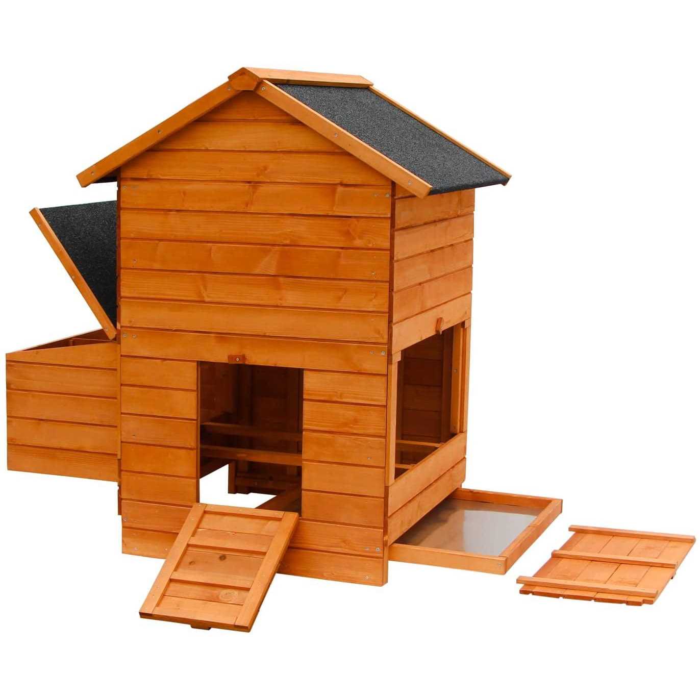 Kinbor Wooden Chicken Coop Outdoor Large Hen House w/Nesting Box Poultry Cage Rabbit Hutch w/Removable Tray & Ramp-Main House - Nail Gallerys