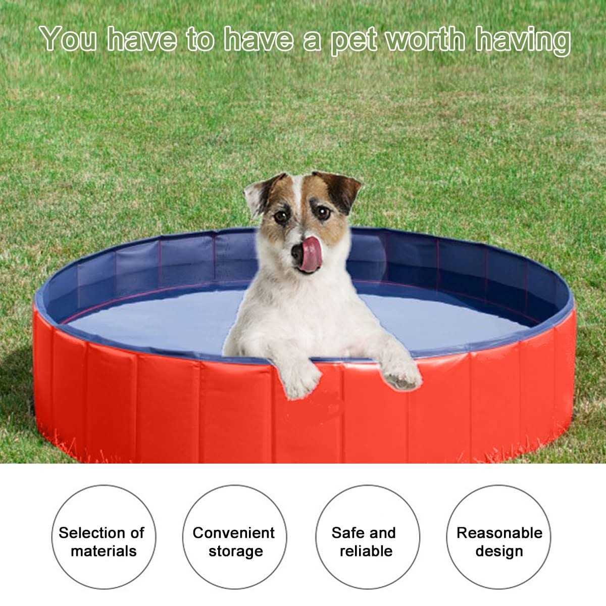 Enenes Dog Pool Pool PVC Dog Swimming Pool 24 x 8 Inch Folding Dog Bath Tub Collapsible - Nail Gallerys