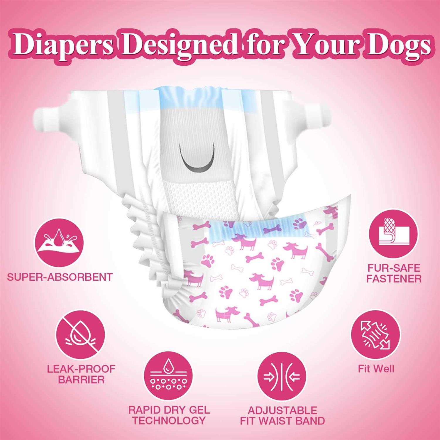 Dono Disposable Dog Diapers Female Super Absorbent Doggie Diaper Rapid-Dry Gel Technology Puppy Diapers - Nail Gallerys