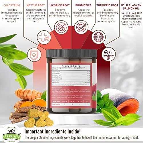 Strawfield Pets Super Dog Allergy Relief Soft Chews with Pre & Probiotics & Colostrum More Salmon Fish Oil for Dogs Natural Supplement for Dry Itch - Nail Gallerys