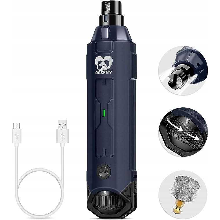 Casfuy 6-Speed Dog Nail Grinder Newest Enhanced Pet Nail Grinder Super Quiet Rechargeable Electric Dog Nail Trimmer Painless Paws Grooming - Nail Gallerys