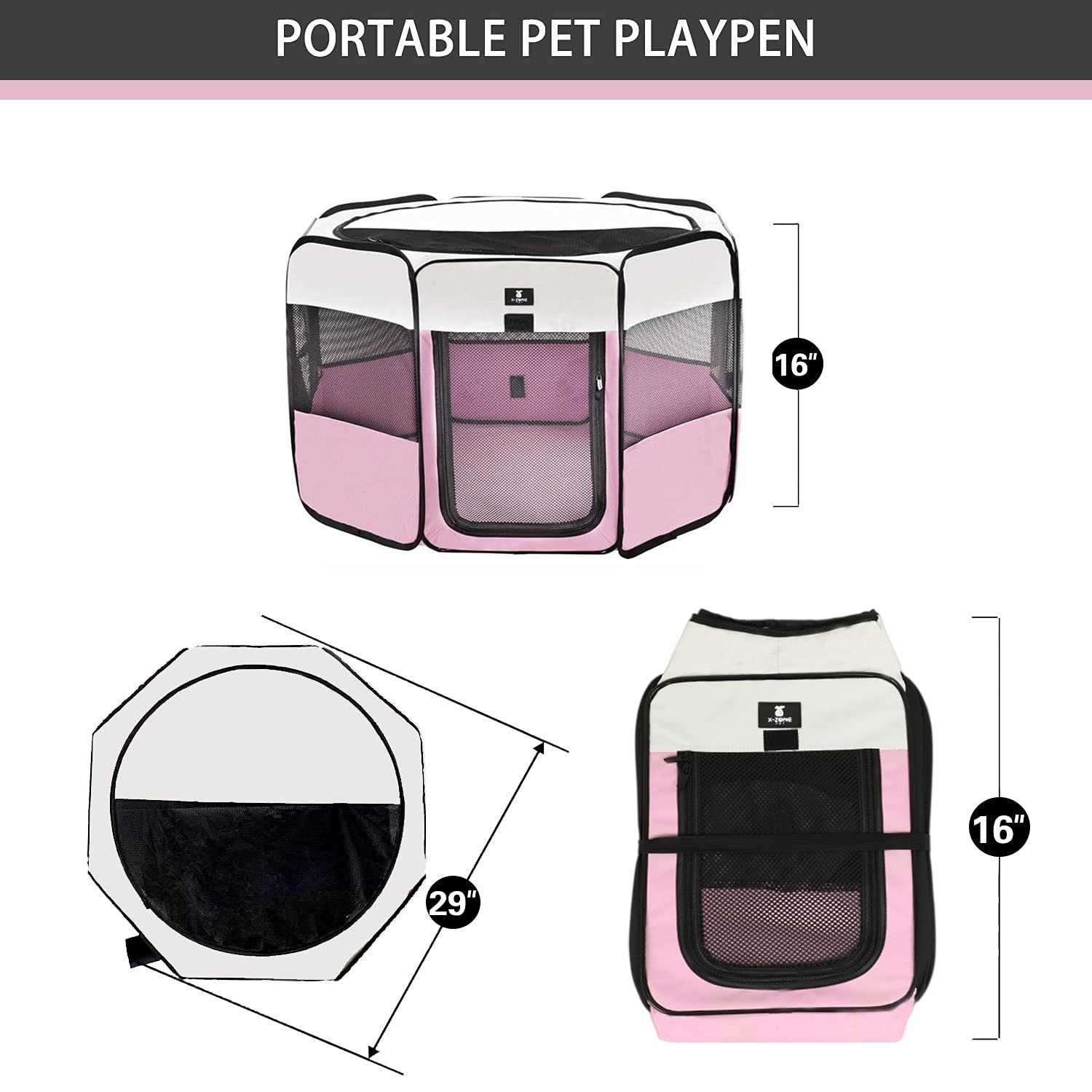 X-ZONE Pet Portable Foldable Pet Dog Cat Playpen Crates Kennel/Premium 600D Oxford Cloth,Removable Zipper Top, Indoor and Outdoor Use - Nail Gallerys