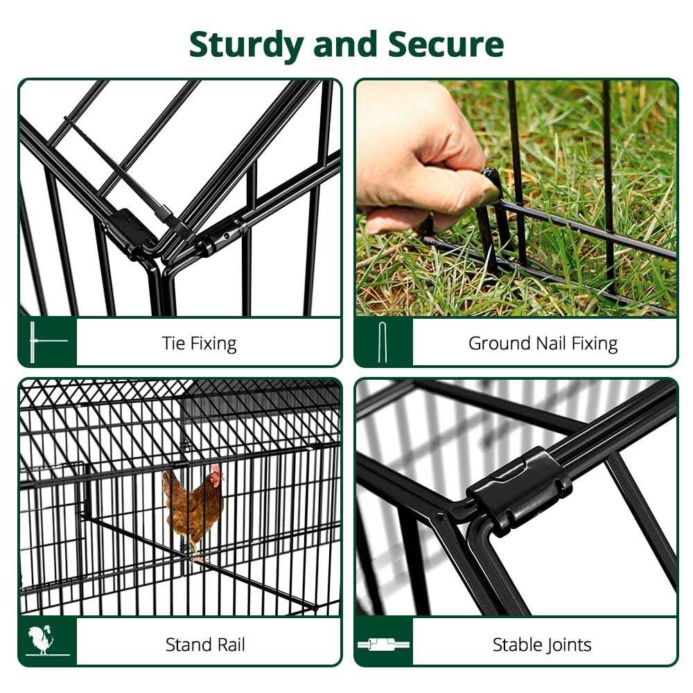 PawGiant Chicken Coop 86×40 Chicken Run Pen for Yard with Cover Outdoor Metal Portable Chicken Tractor Cage Enclosure Crate Outside for Small - Nail Gallerys