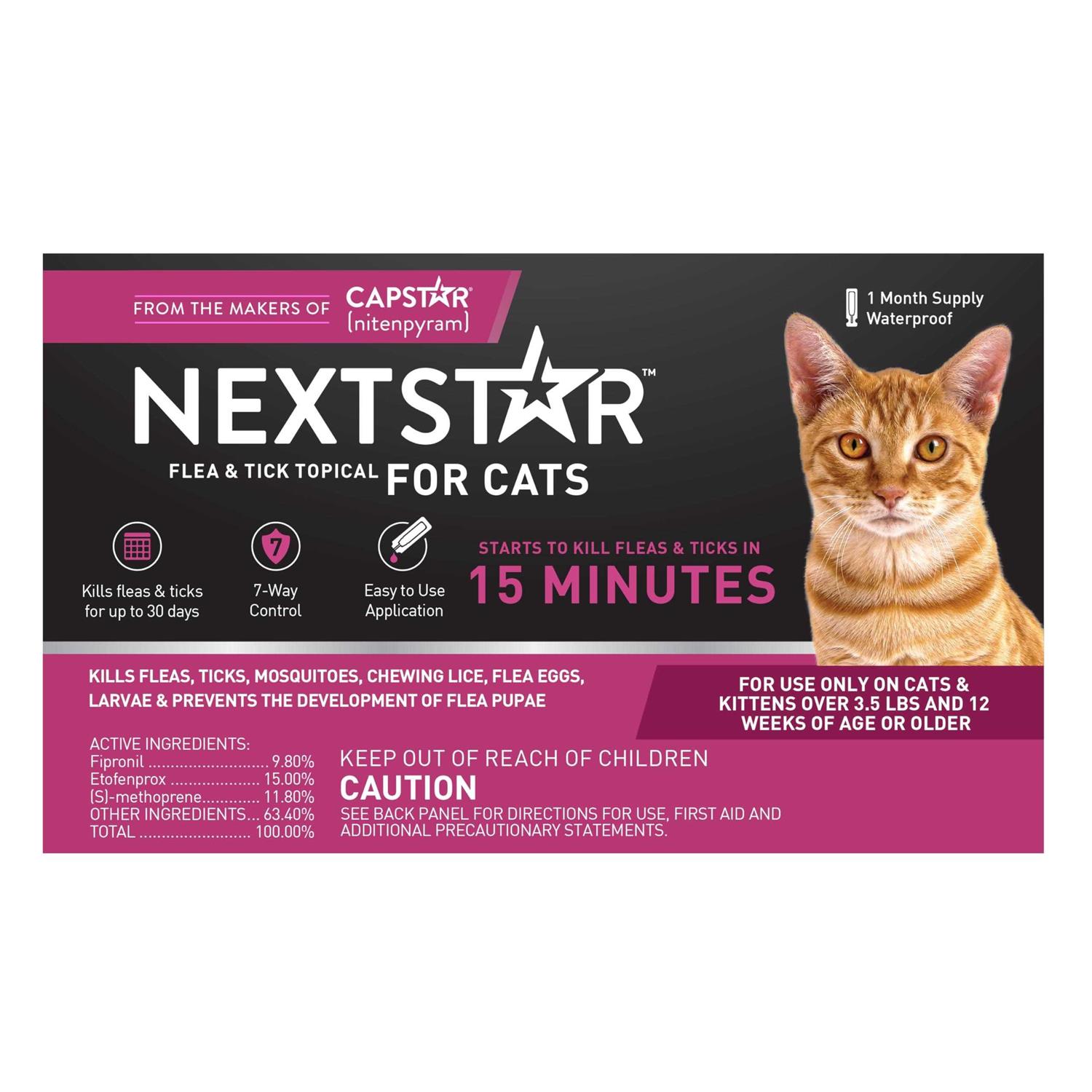 Nextstar Flea and Tick Prevention for Cats, Fast Acting Topical Treatment & Control, Waterproof Drops, Small Cat and Kitten over 3.5 lbs - Nail Gallerys