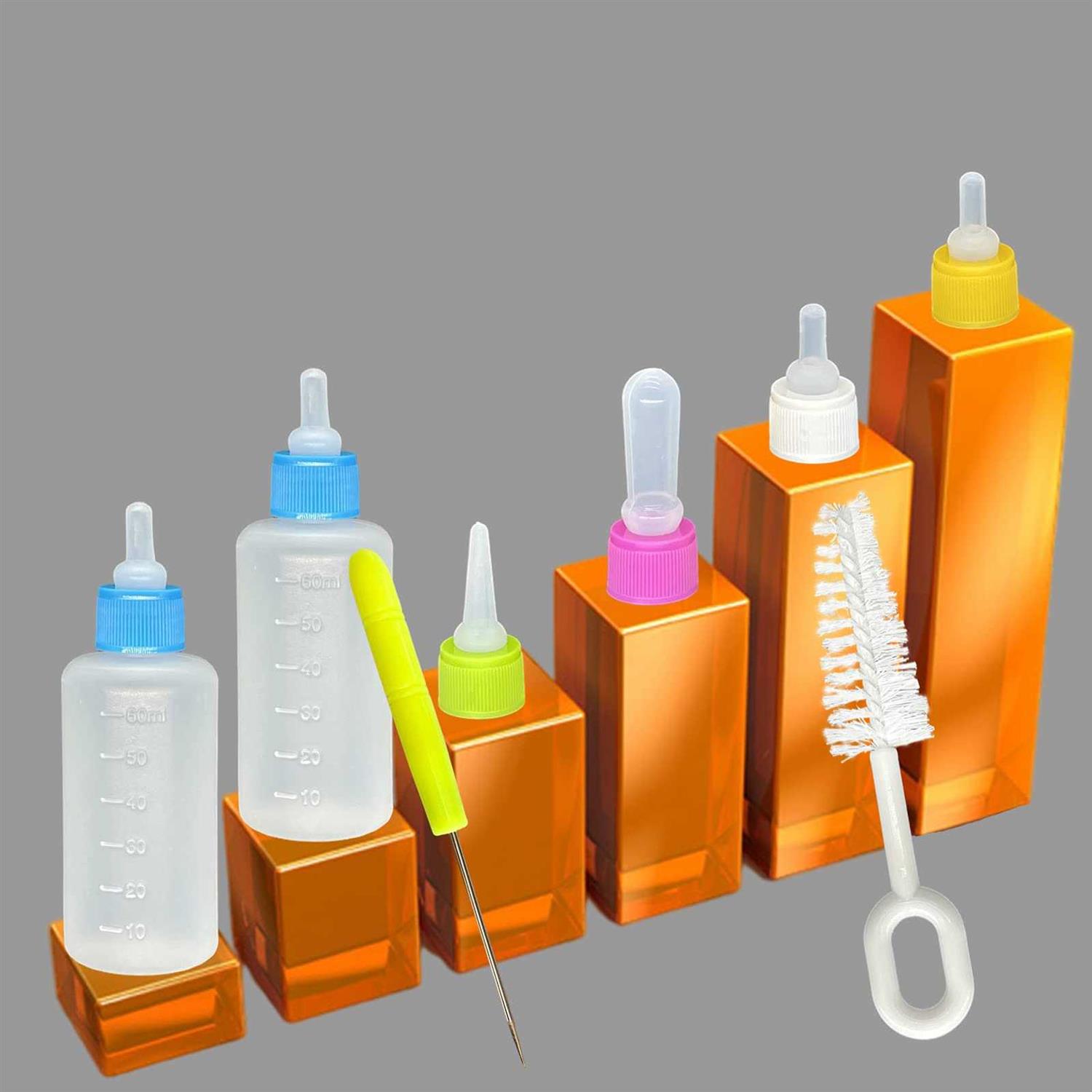 SOEAEODG Pet Bottle Kit Squeeze Liquid Bottle Replaceable Silicone Teat Mini Teat for Newborn Kittens - Nail Gallerys