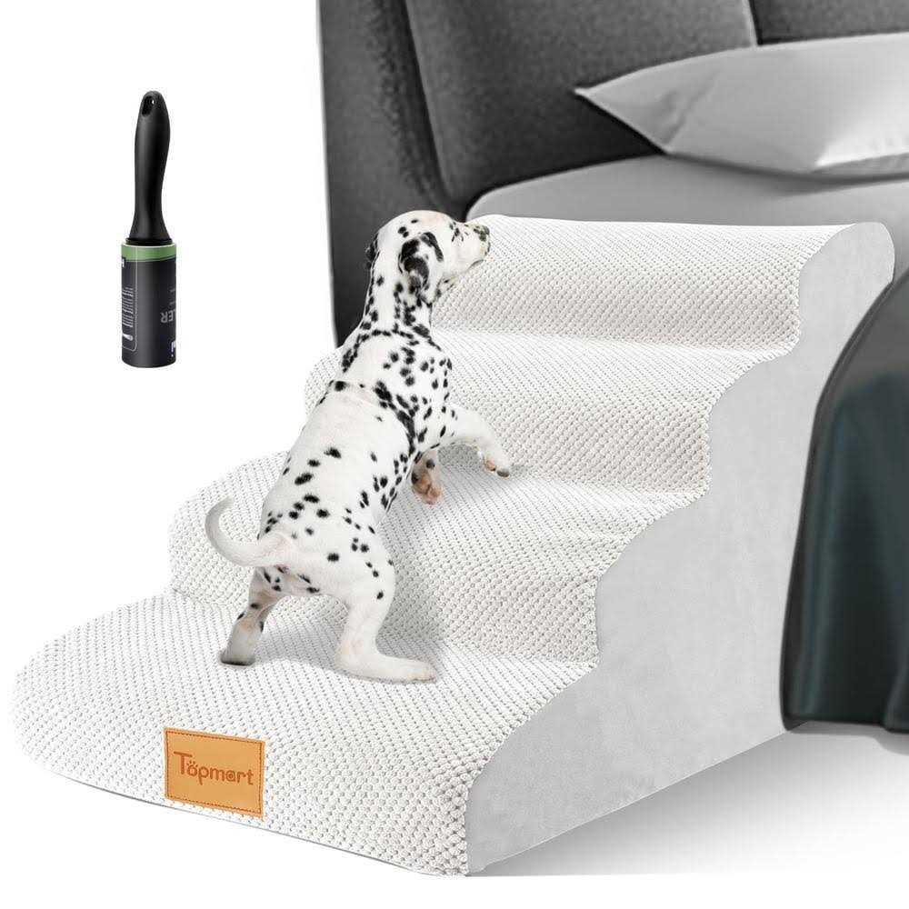 Topmart High Density Foam Dog Steps 4 Tiers,Extra Wide Deep Pet Steps,Non-Slip Pet Stairs,Dog Ramp for Bed,Soft Foam Dog Ladder,Best for Older Dogs - Nail Gallerys