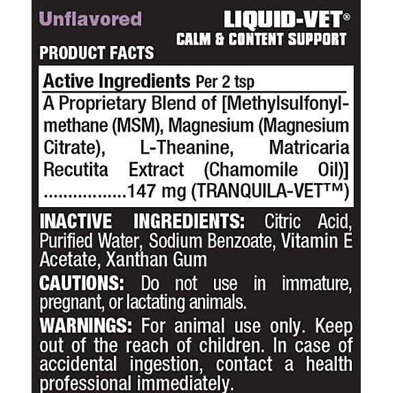 Liquid-Vet Feline Calm & Content Support Allergy-Friendly Unflavored Formula for Cats - Nail Gallerys
