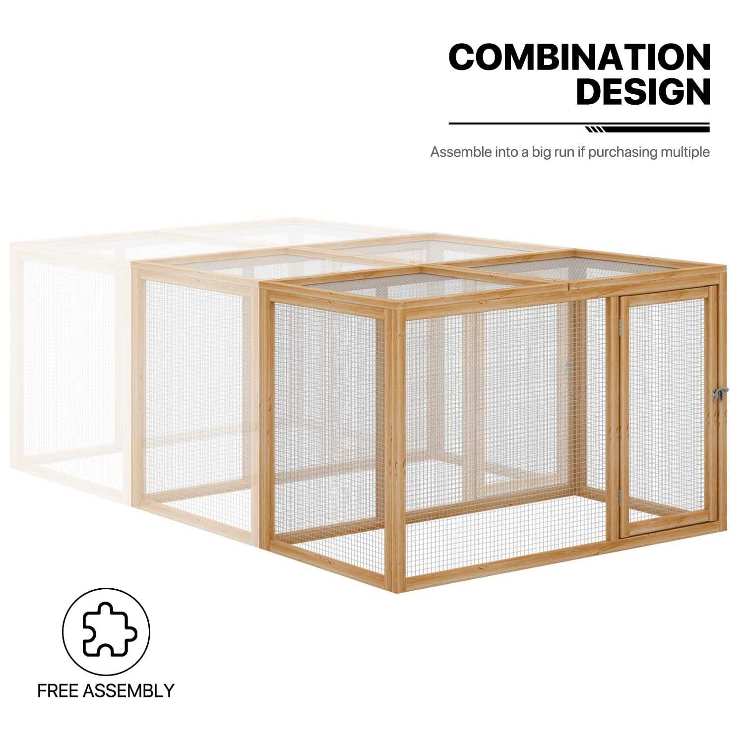 Monibloom Chicken Run for Yard Wood Chicken Cage Rabbit Hutch Bunny Pen with Openable Roof and Side Door - Nail Gallerys