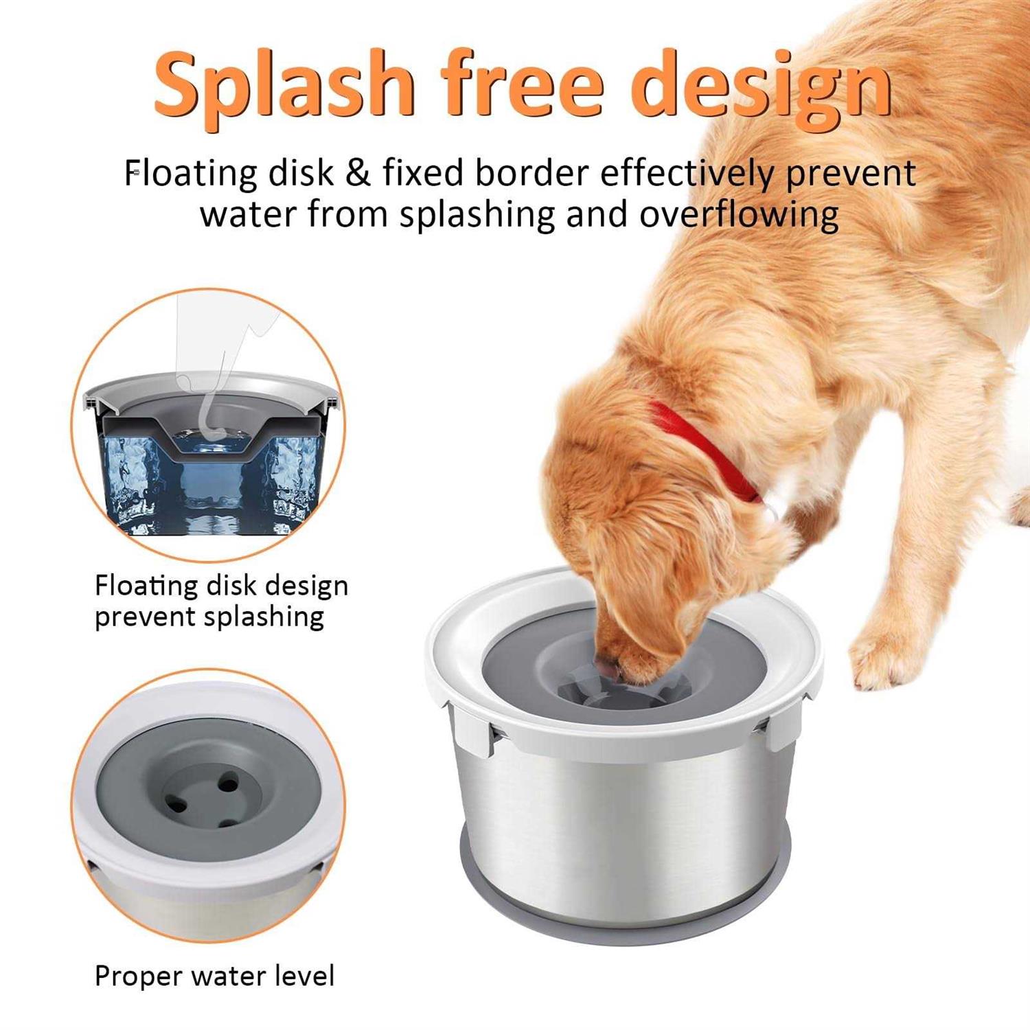 lidlok 4.4L Dog Water Bowl 1.1 Gallon No Spill Stainless Steel Dog Bowls Slow Water Feeder - Nail Gallerys