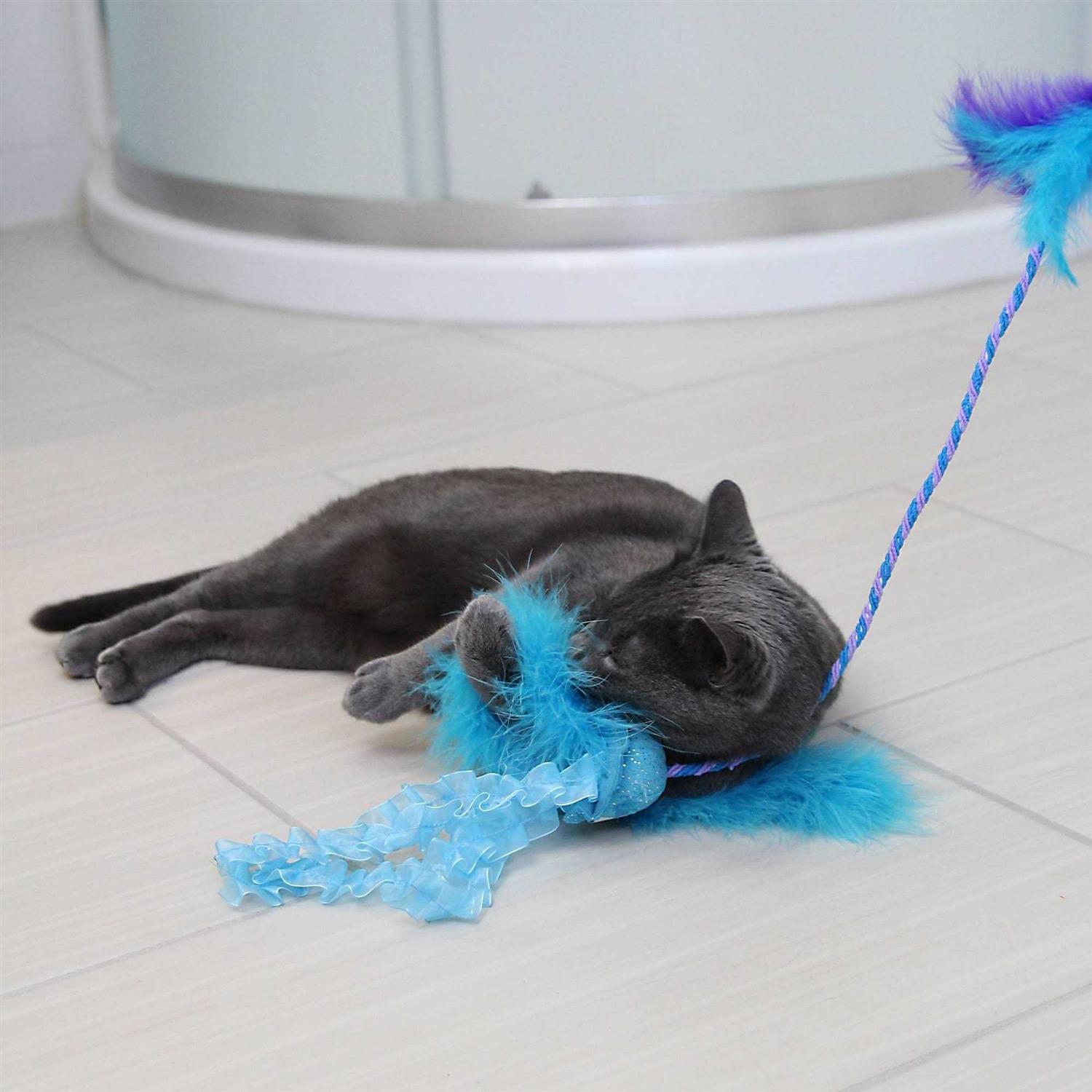 Quirky Kitty Jiggling Jellyfish Wand Cat Toy - Nail Gallerys