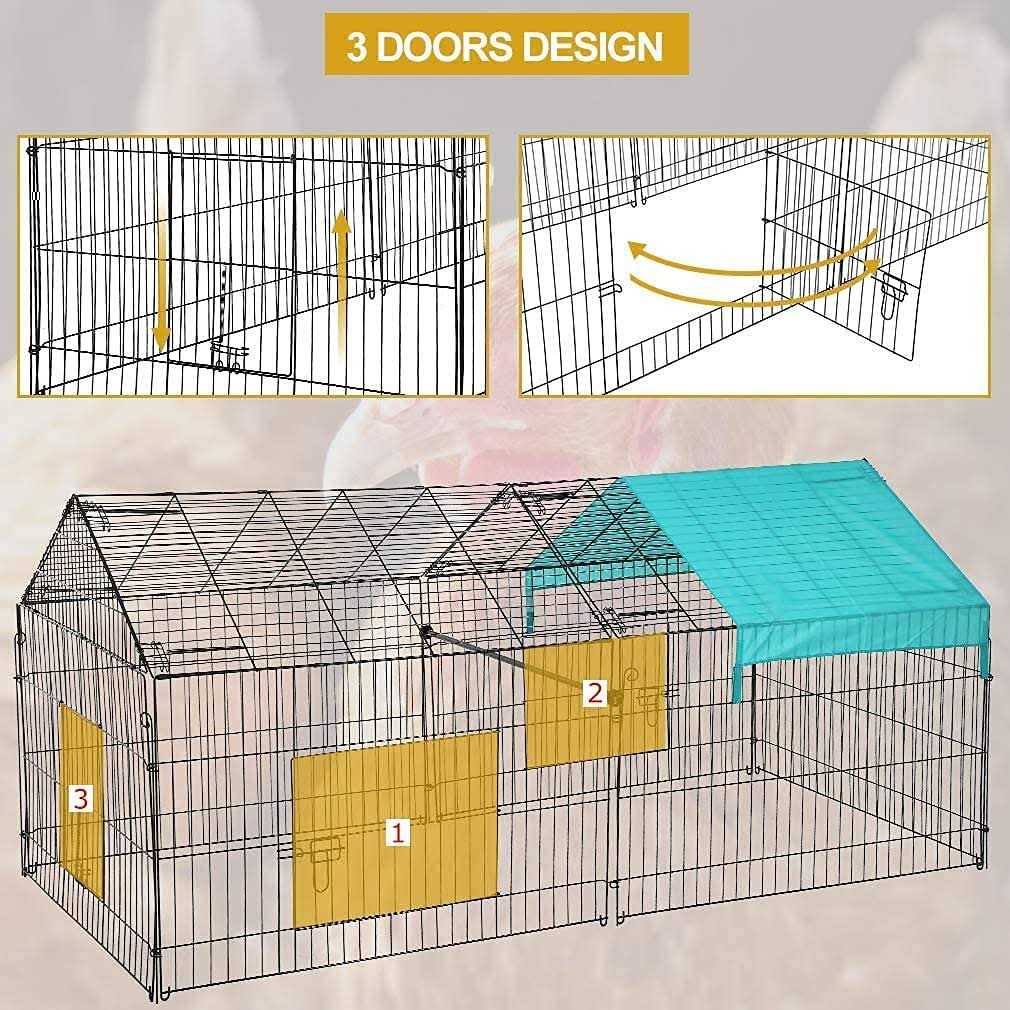 BestPet Large Metal Chicken Coop Chicken Run Outdoor Walk-in Poultry Cage Duck Coop Chicken Pen Pet Playpen w/Door & Cover Rabbit Enclosure - Nail Gallerys