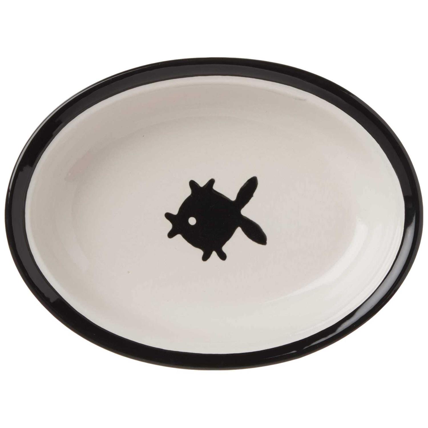 PetRageous 10070 Oval City Pets Stoneware Cat Bowl 6.25-Inch Wide and 1.5-Inch Tall Saucer - Nail Gallerys