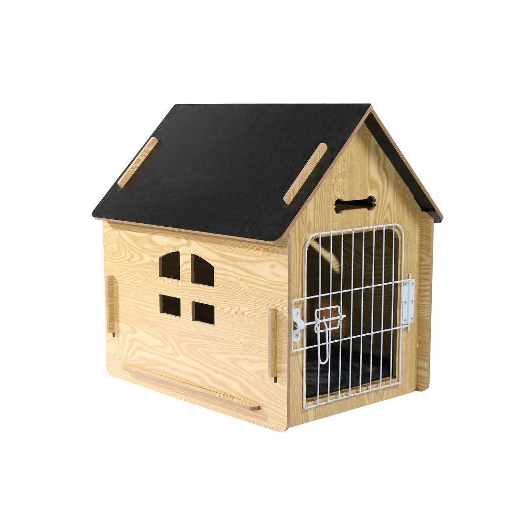 Byrn Wooden Pet house Indoor w/ Roof dog house w/ Removable Mat and Lockable Door for Small dog cat Tucker Murphy Pet Finish - Nail Gallerys
