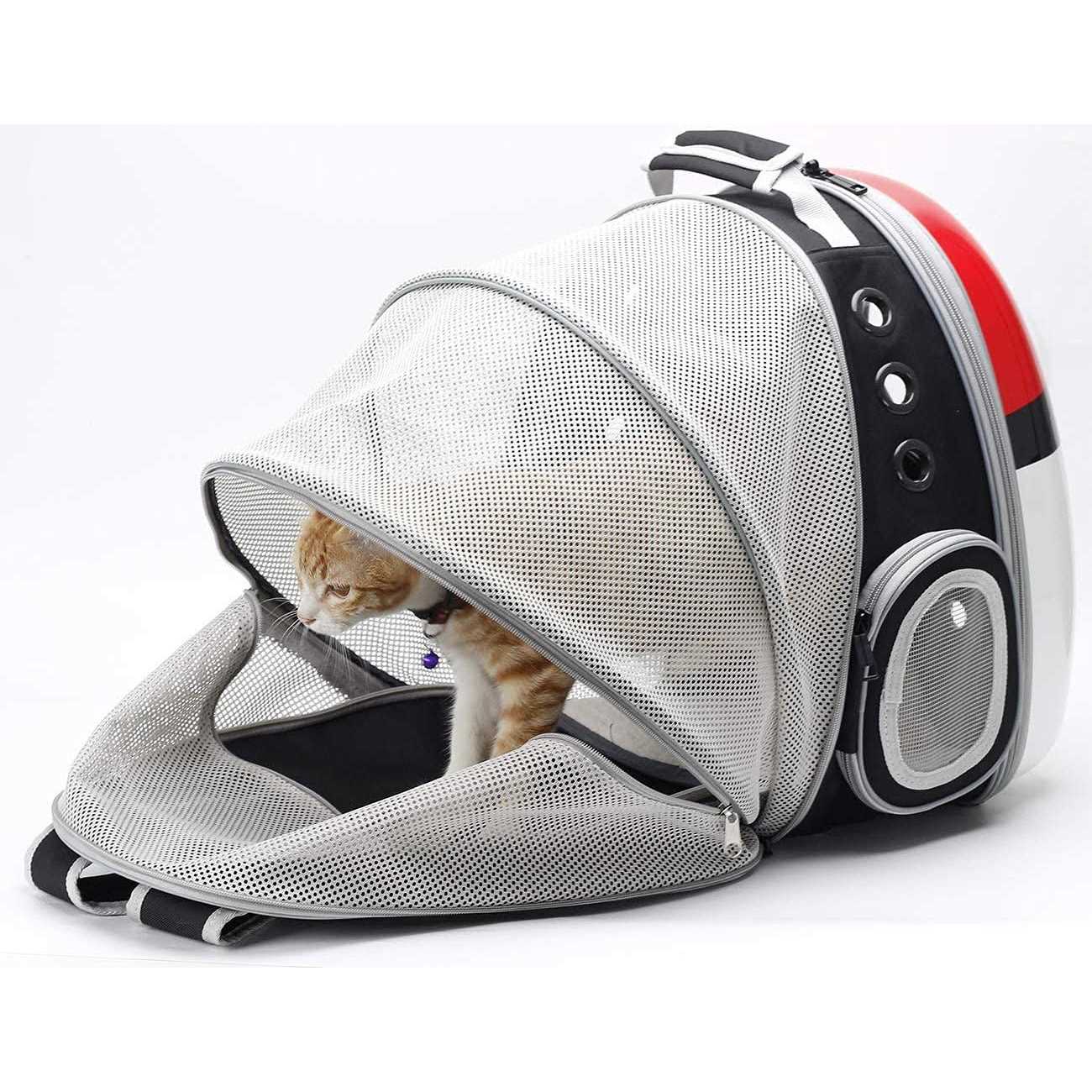 halinfer Front Expandable Cat Backpack Carrier, Fit up to 20 lbs, Space Capsule Bubble Window Pet Carrier Backpack for Large Fat Cat and Small Puppy - Nail Gallerys
