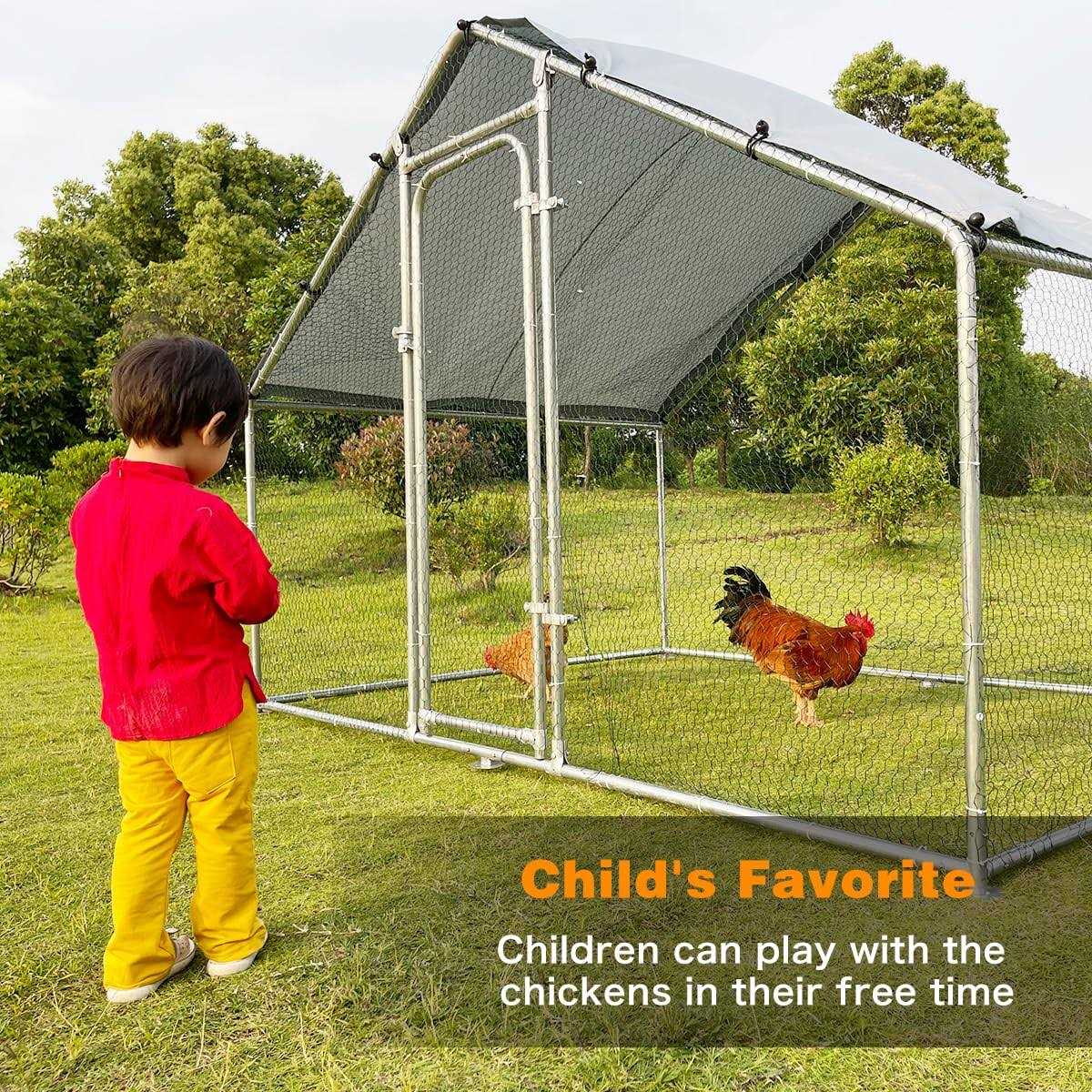iclbc Large Metal Chicken Coop Walk-in Poultry Cage Chicken Run Duck House Chicken Pen Spire Shaped Coop with Waterproof and Anti-ultraviolet Cover - Nail Gallerys