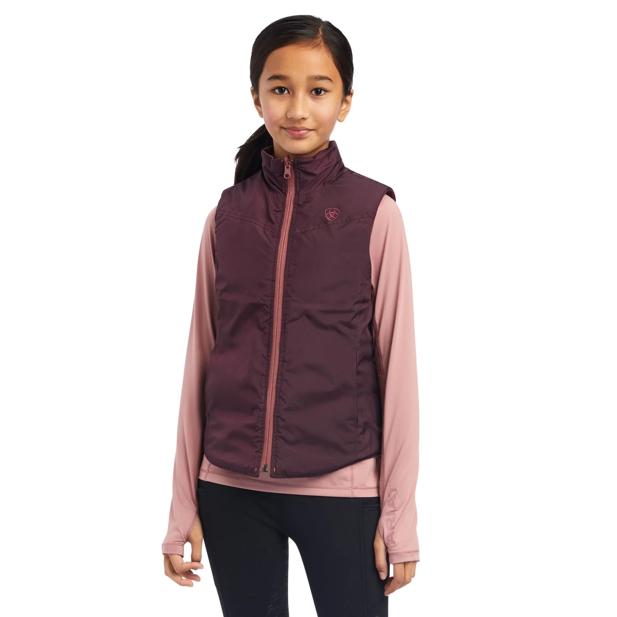 Ariat Girls Bella Reversible Vest, Wild Ponies, Mulberry - Nail Gallerys