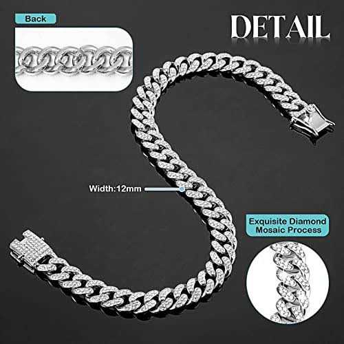 Dog Chain Diamond Cuban Collar Walking Metal Chain Collar with Design Secure Buckle - Nail Gallerys