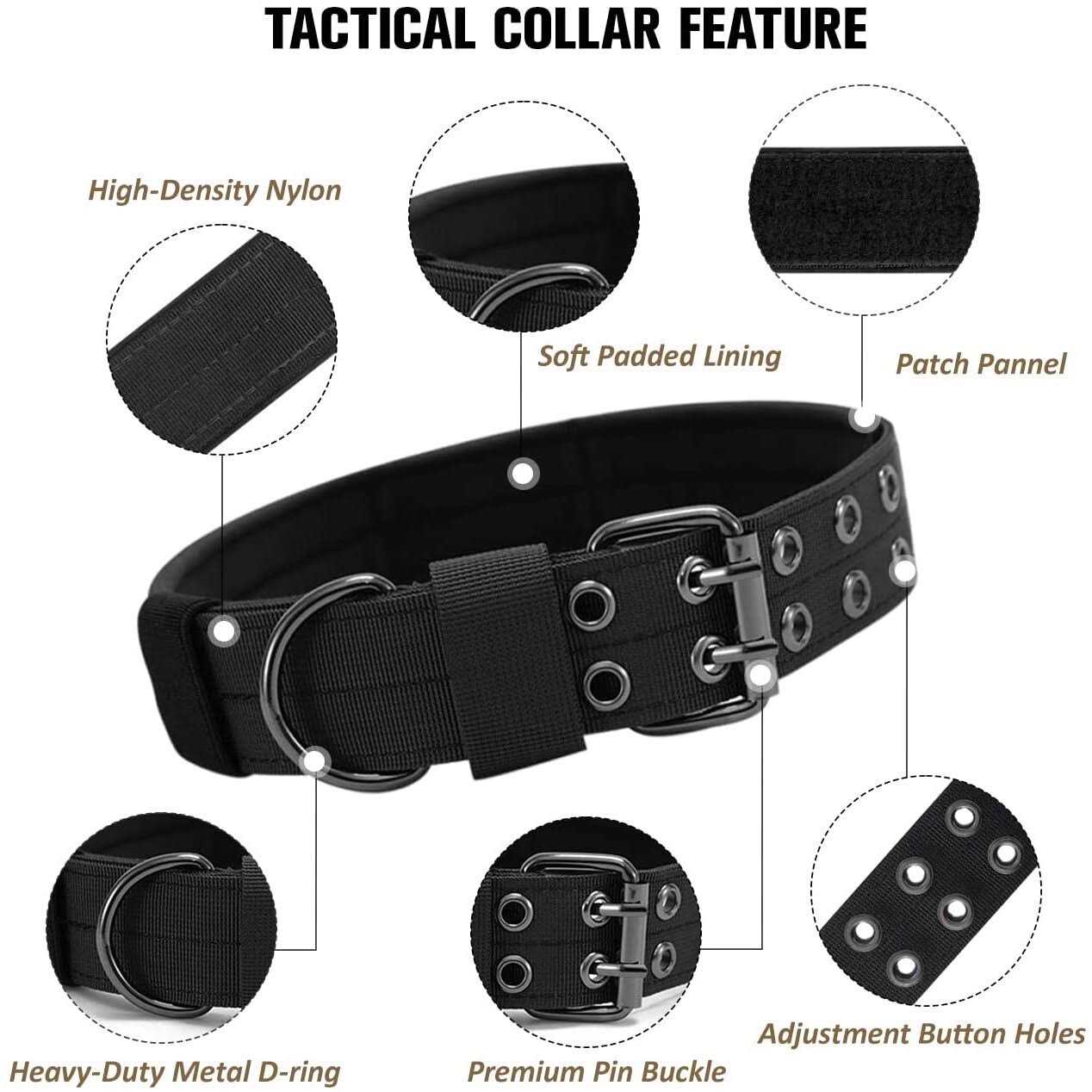 Tactical Dog Collar Military Dog Collar Nylon Adjustable Training Dog Collar Heavy Duty Metal Buckle for Medium Large Dogs - Nail Gallerys