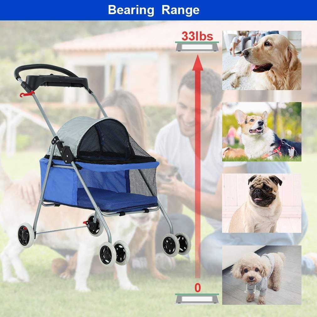 BestPet Pet Stroller 4 Wheels Posh Folding Waterproof Portable Travel Cat Dog Stroller with Cup Holder - Nail Gallerys