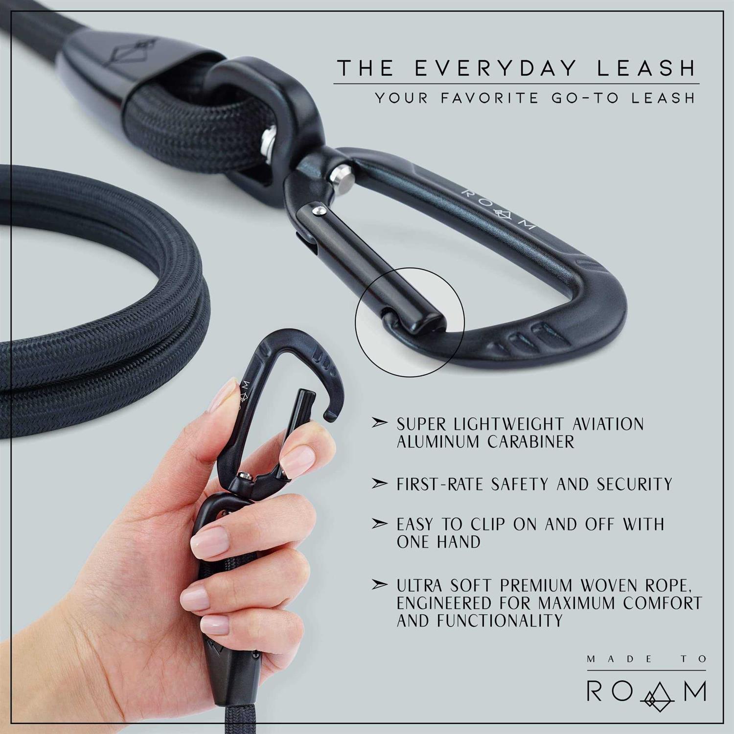 MADE TO ROAM Premium Everyday Leash Ultra Soft Dog Leash with Aviation Aluminum Carabiner for Small - Nail Gallerys