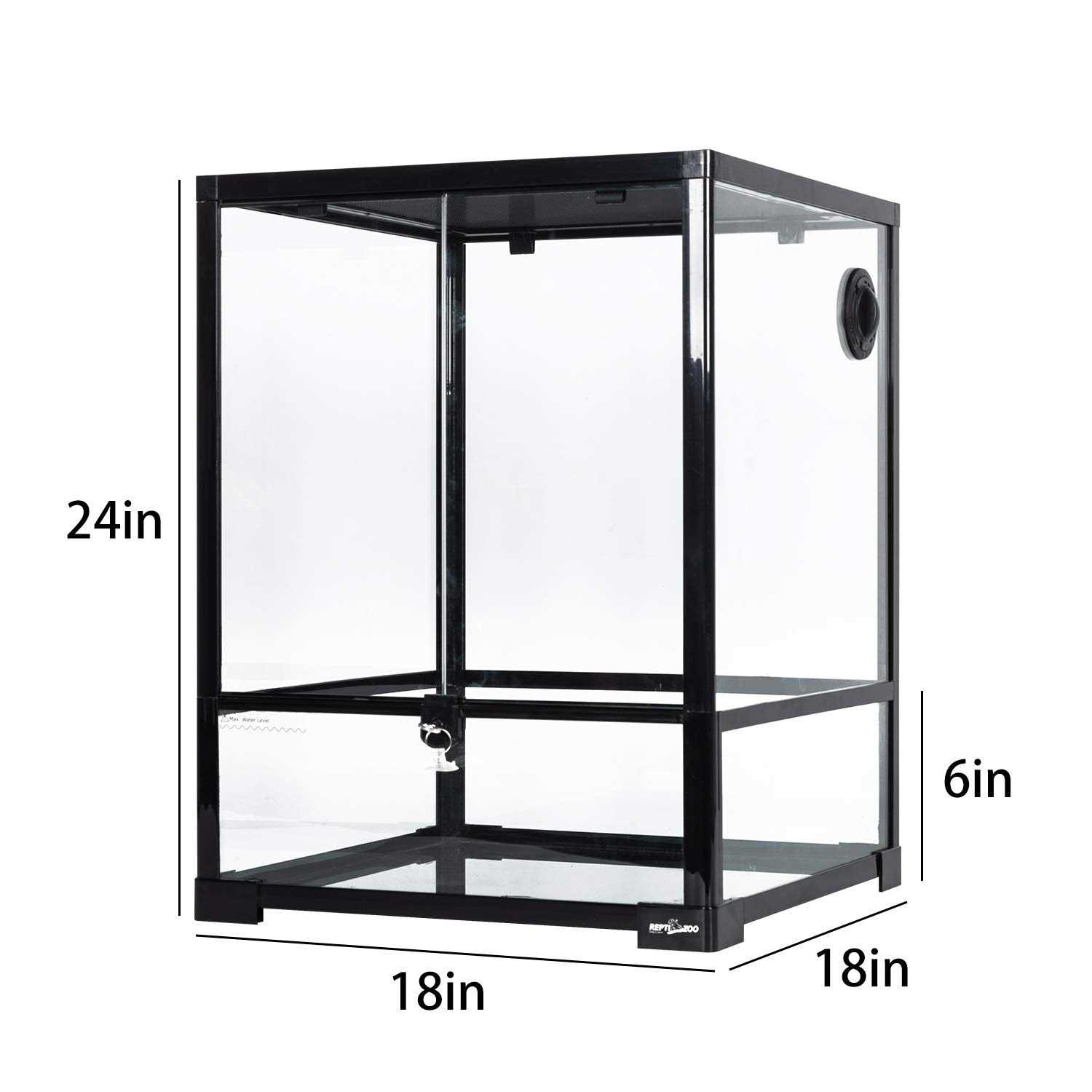 REPTI ZOO Reptile Glass Terrarium 18 x 18 x 24 Front Opening Terrarium with Double Hinge Door & Top Screen Ventilation - Nail Gallerys