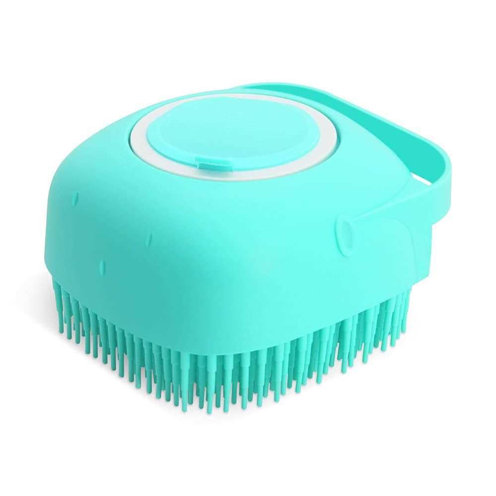 ELEGX Pet Grooming Bath Massage Brush with Soap and Shampoo Dispenser Soft Silicone Bristle for Long Short Haired Dogs Cats Shower - Nail Gallerys