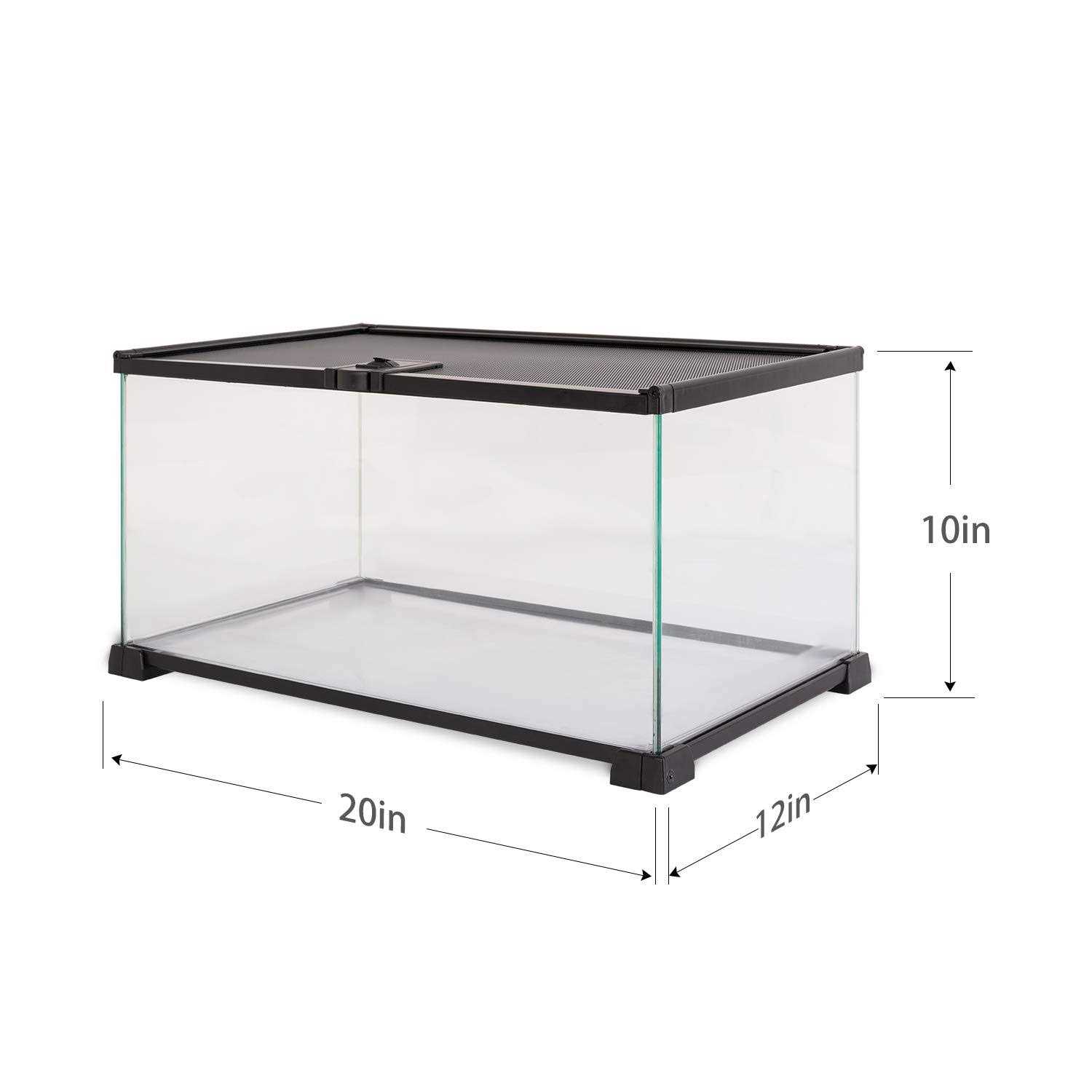 REPTI ZOO 10 Gallon Reptile Tank Glass Natural Cages Terrarium 20 x 12 x 10 Sliding Screen Top for Reptile Hamster Hedgehog Small Animals - Nail Gallerys