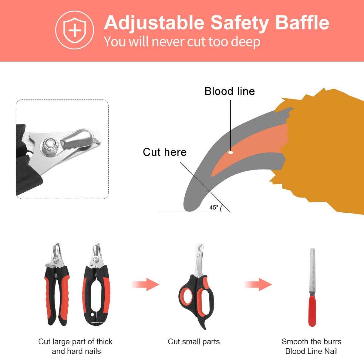 Bretheil Dog Nail Clippers Trimmer Set Quick Safety Guard to Avoid Over-Cutting - Nail Gallerys