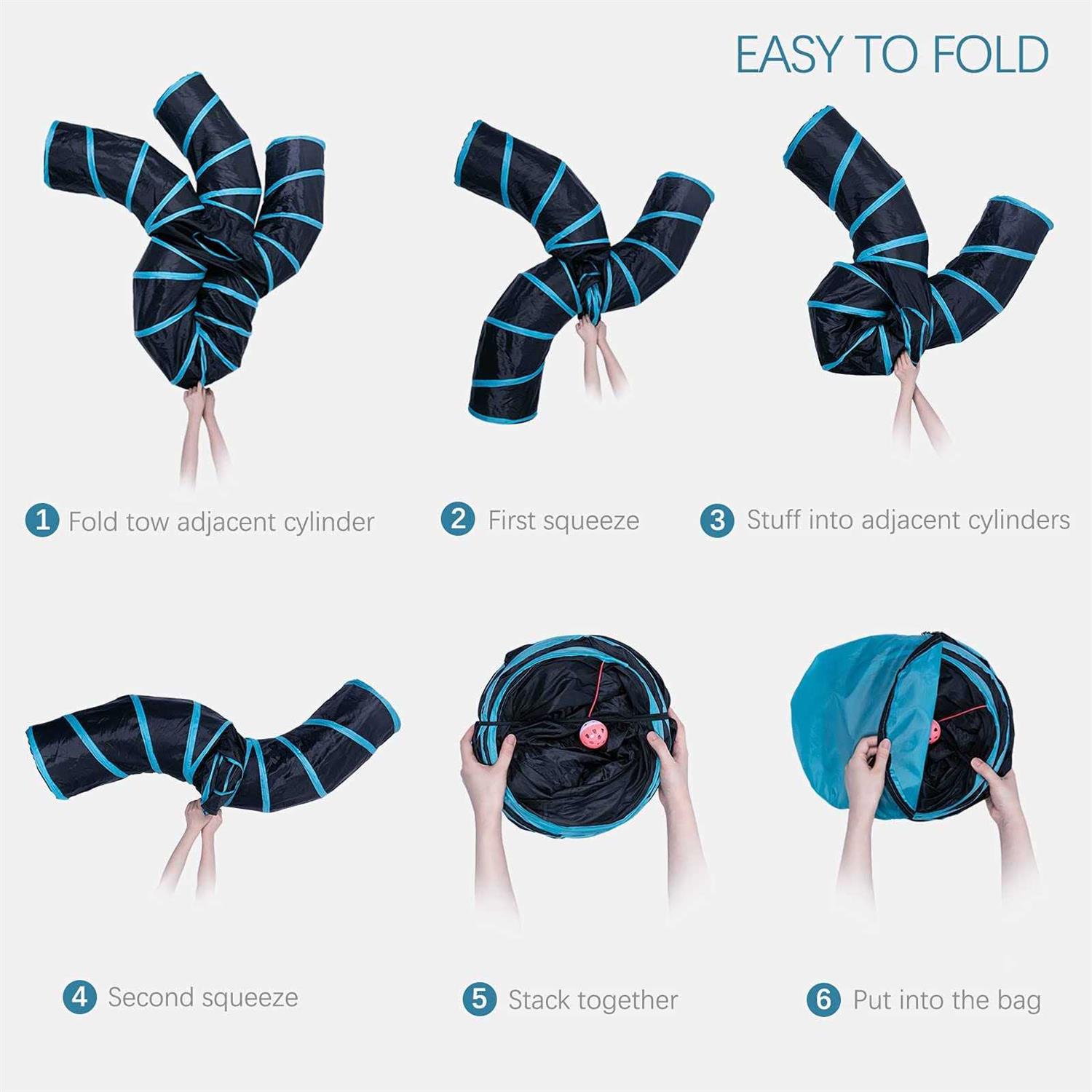 EgETOTA cat Tunnel for Indoor cats Large with Play Ball S-Shape 5 Way collapsible Interactive Peek Hole Pet Tube Toys - Nail Gallerys