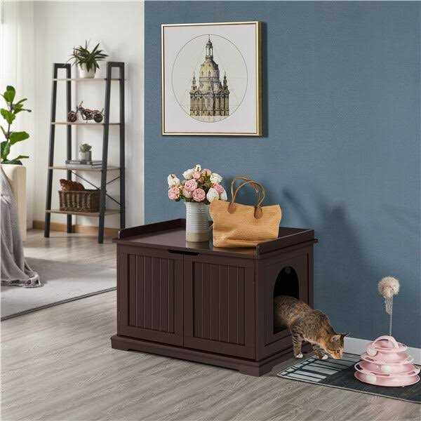 Yaheetech Cat Litter Box Enclosure Wooden Storage Side Table - Nail Gallerys