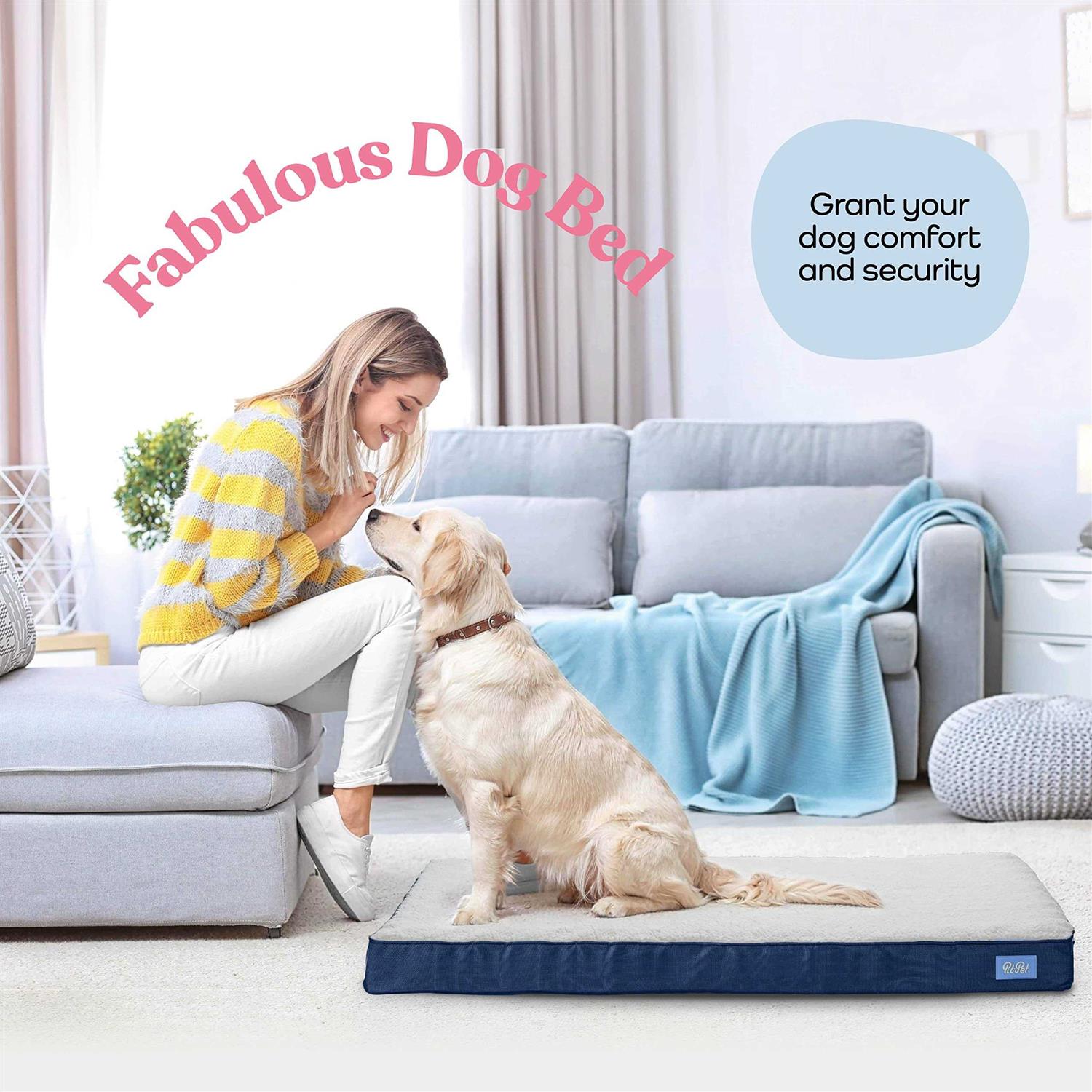 Pitpet Orthopedic Large Dog Bed Ultra Comfortable Dog Bed for Large Dogs Small, Medium, Large and Extra-Large Dogs/Cats with Sherpa top - Nail Gallerys