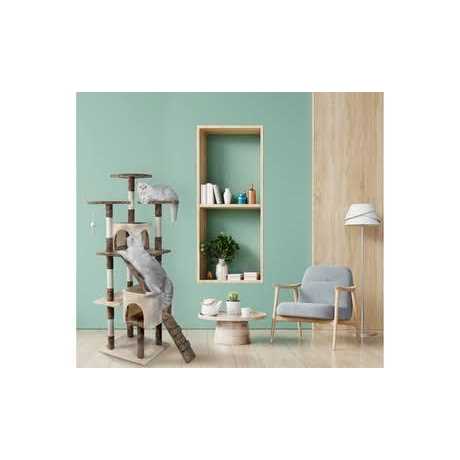 Go Pet Club Beige Economical Cat Tree Condo with Sisal Covered Posts - Nail Gallerys