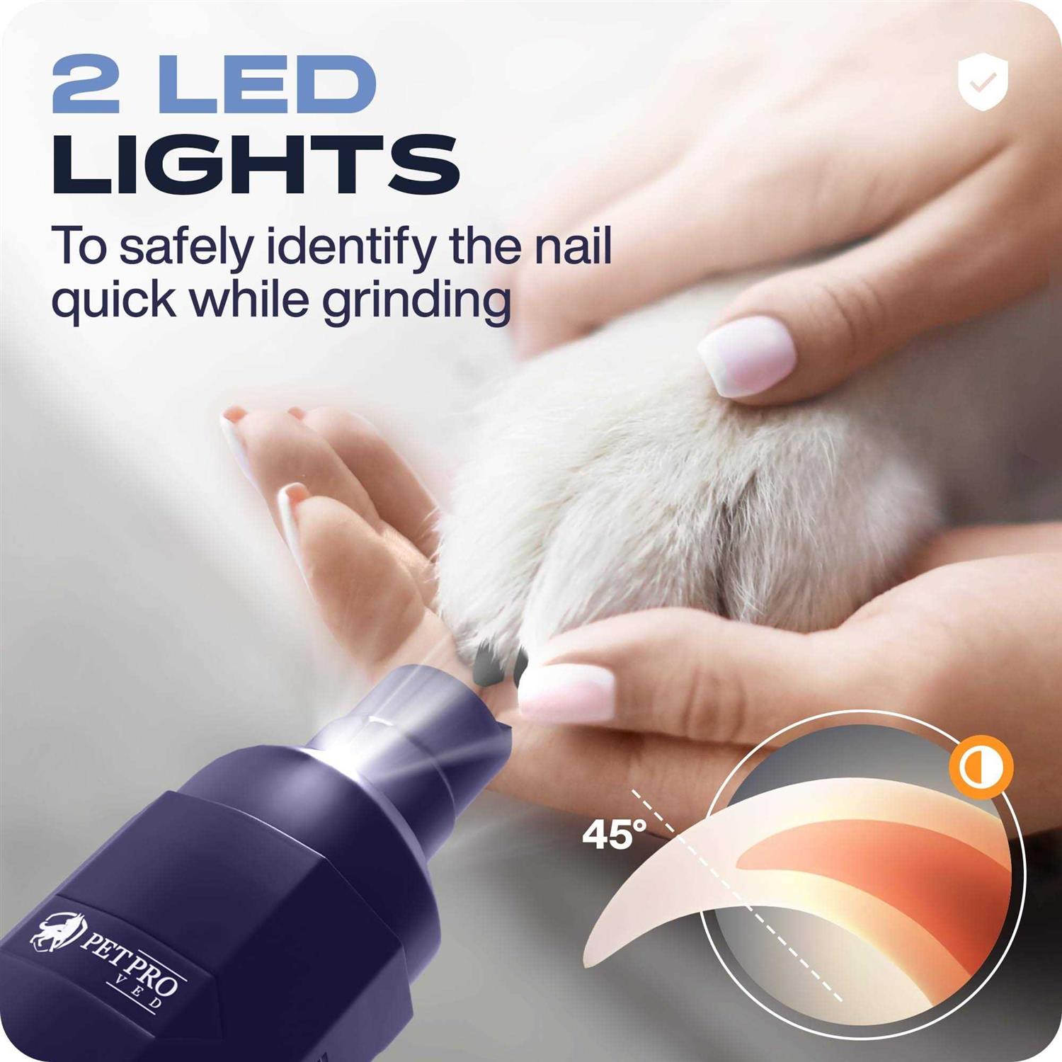 PETPROVED Dog Nail Grinders Silent Dog Claw Grinder Dog Nail Grinder for Dogs Claws Safe Dog Nail Trimmer Electric Pet Nail Grinder for Dogs Nail Fil - Nail Gallerys