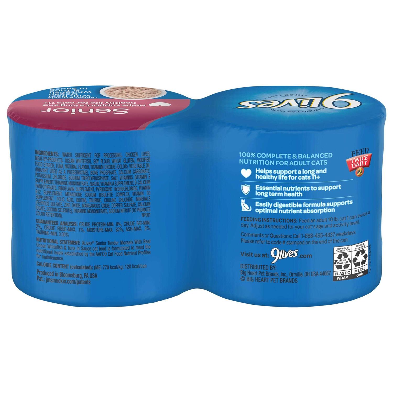 9Lives Wet Senior Cat Food Tender Morsels with Real Ocean Whitefish & Tuna in Sauce - Nail Gallerys