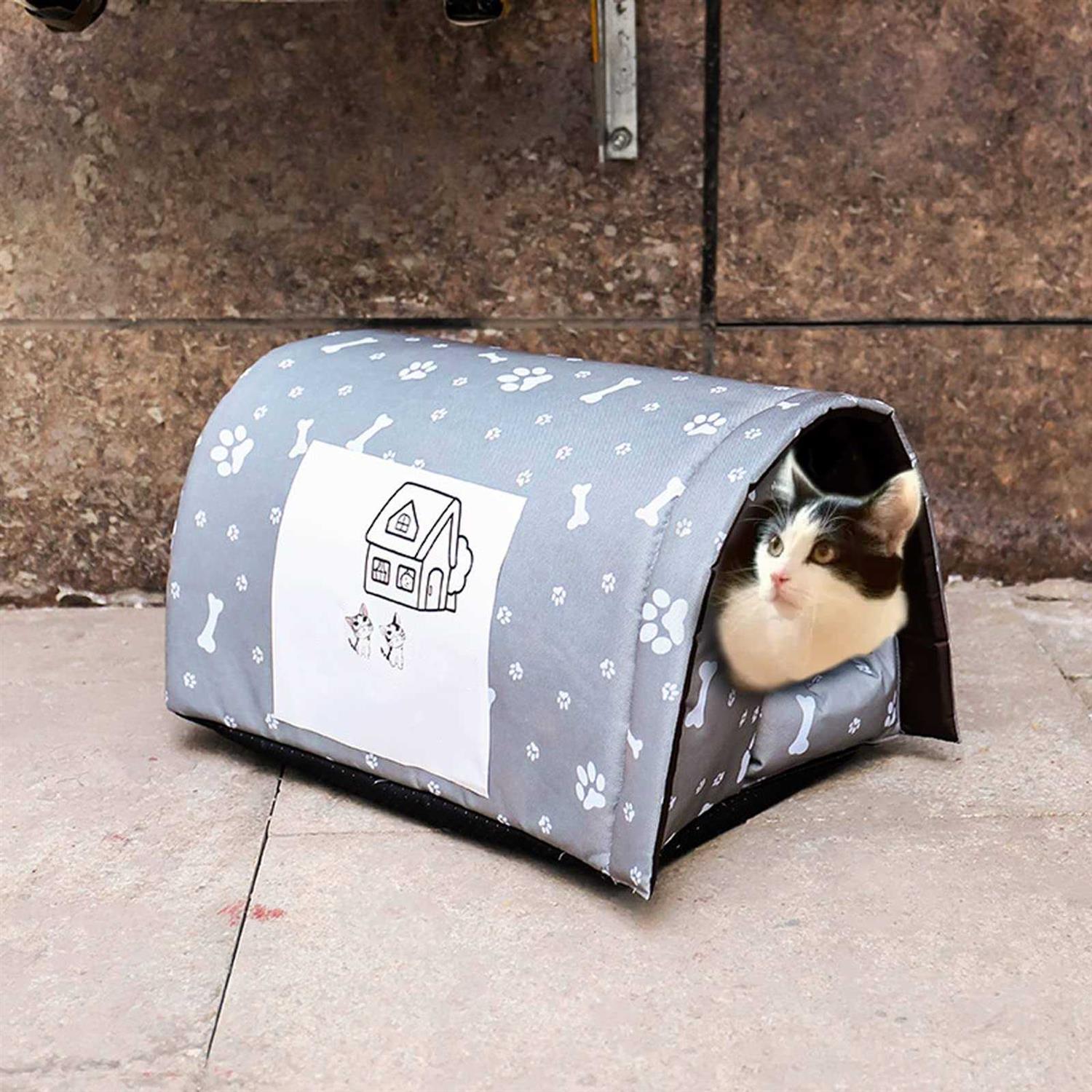 Outdoor Feral Cat House for Winter Weatherproof Waterproof Rainproof Foldable Cotton Filled Thicken Stray Feral Cats Dogs Tent Shelter Home Keep - Nail Gallerys