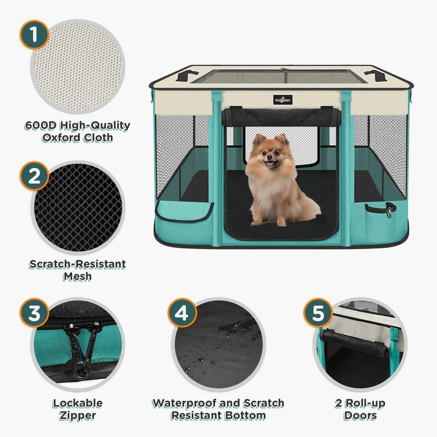 Foldable Pet Playpen Waterproof Portable Pet Cat Dog Playpen Kennel Tent for Small Dog Cat - Nail Gallerys
