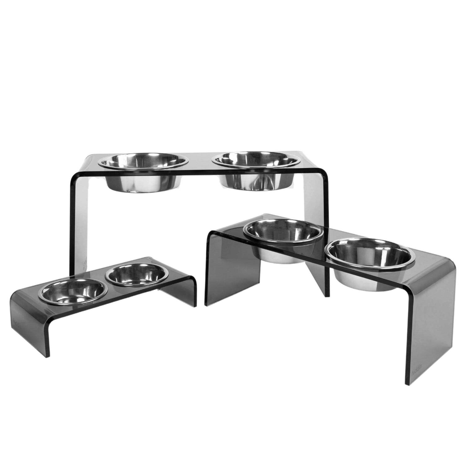 Acrylic Double Bowl Elevated Pet Feeder Hiddin - Nail Gallerys