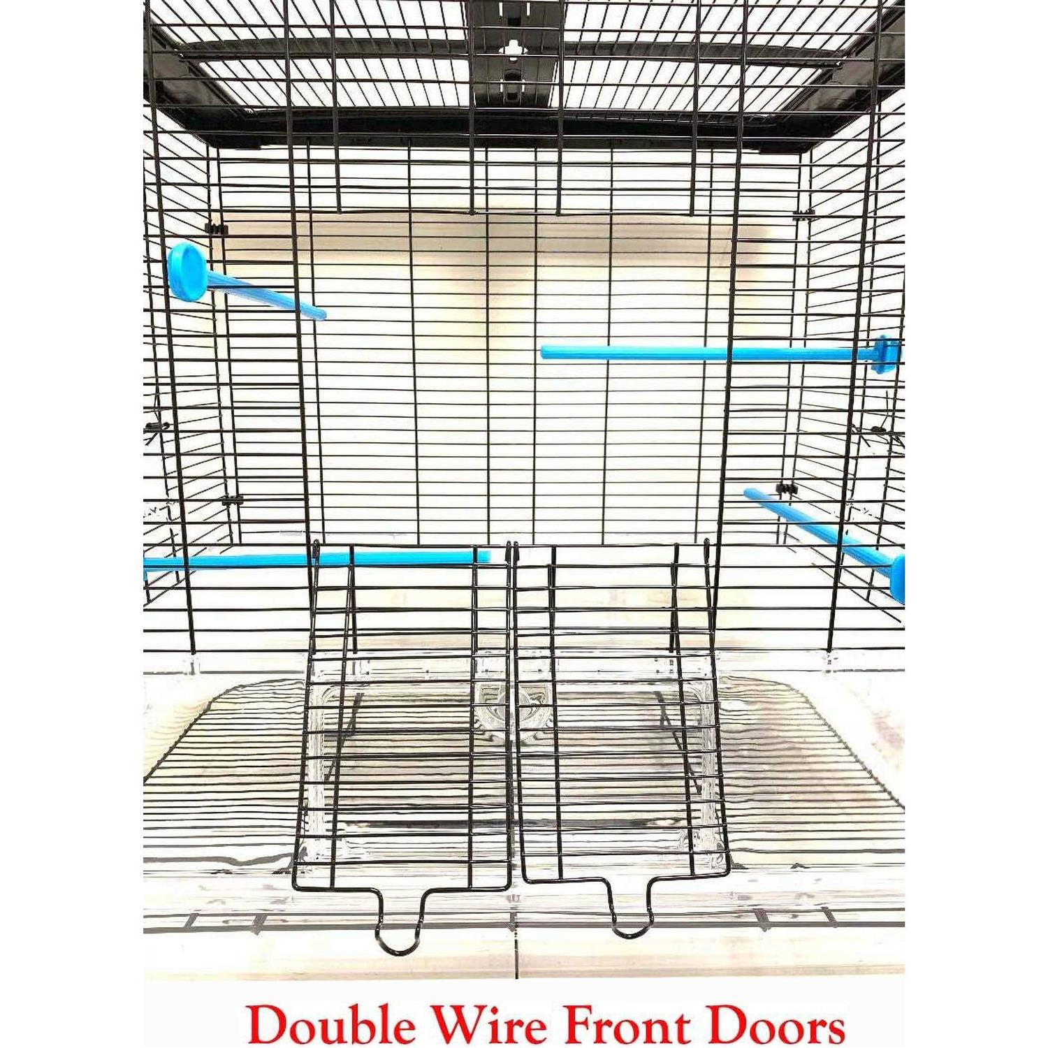 Mcage Large Flight Bird Cage for Cockatiel Canary Finch Budgies Aviary Parakeet with Easy Clean No Mess Detachable Clear Transparent Base - Nail Gallerys