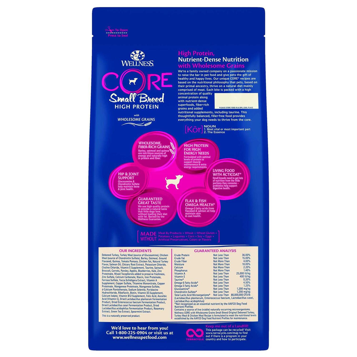 Wellness CORE High Protein Wholesome Grains Small Breed Original Recipe Dry Dog Food - Nail Gallerys