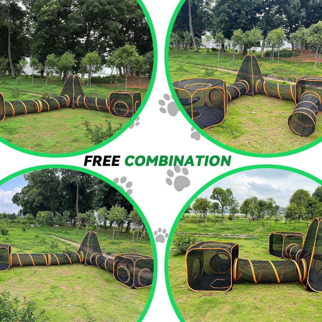 6-in-1 Tent Portable Playpen Enclosures with Tunnel for Cat Dog and Small Animals ColourTree - Nail Gallerys