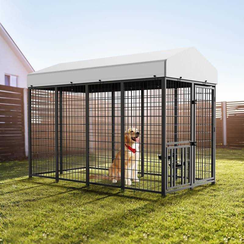 ROOMTEC Large Dog Kennel Outdoor Pet Pens Dogs Run Enclosure Animal Hutch Metal Coop Fence - Nail Gallerys