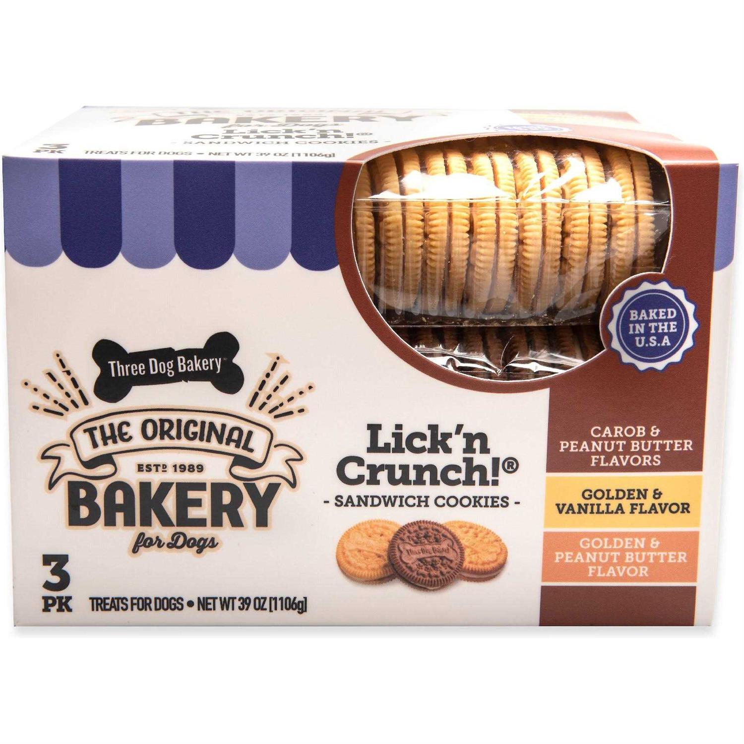 Three Dog Bakery Lick’n Crunch Sandwich Cookies Premium Dog Treats with No Artificial Flavors - Nail Gallerys