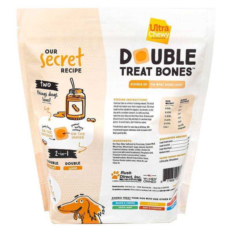 Ultra Chewy Double Treat Bones Peanut Butter Flavor Dog Treats - Nail Gallerys